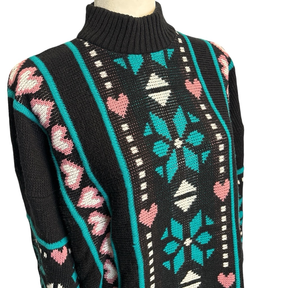 Vintage 80s Private Eyes Hearts Sweater - Picture 2 of 4